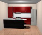Кухня от ПДЧ венге и червено ПДЧ врати
