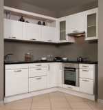 Ъглова кухня по поръчка ПДЧ бял мат