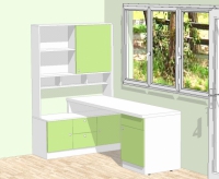 Шкаф и бюро в зелено и бяло за детска стая София Шкаф и бюро в зелено и бяло за детска стая София