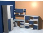 Детска стая с ъглов гардероб в синьо Детска стая с ъглов гардероб в синьо